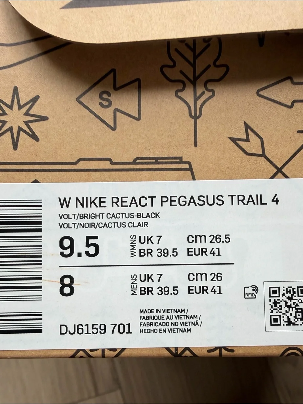 Nike React Pegasus Trail 4 Gore Bolt Bright Cactus Yellow Running Shoes 8M/9.5W